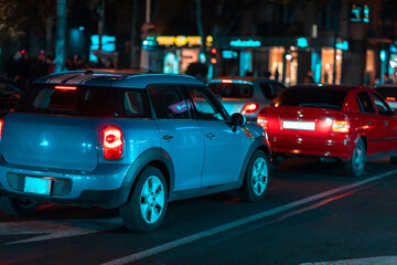 Fototapeta na wymiar traffic jam at the night street