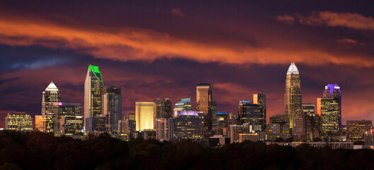 Charlotte, North Carolina, Skyline at Sunset