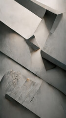 Abstract 3D-illustration illusion of natural stone, metal. Art wall gallery. 