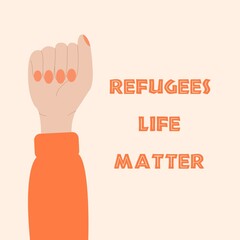 Refugees life matter concept. World refugees support and empowerment illustration.