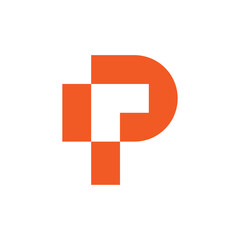 Letter P arrow negative space logo