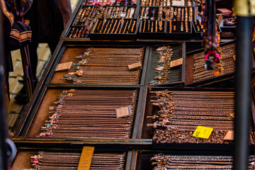 necklaces on display