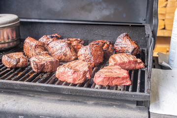 Organic Beef Stakes grilled for a party