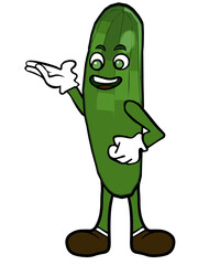 Cucumber mascot making presentations. Fruit character vector illustration. isolated on white background.
