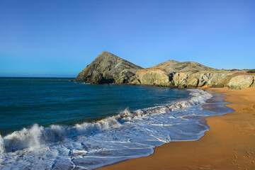 Landscape of Cape of the sail. Beautiful place with yellow beaches in the Atlantic sea. Great destiny for vacation