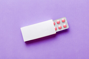 Blank White Product Package Box Mock-up. Open blank medicine drug box with blister top view