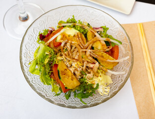 Organic vegan japanese green salad on plate