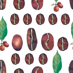 Coffee bean pattern.For fabrics, for printing brochures, posters, parties, vintage textile design, postcards, packaging