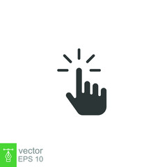Clicking finger icon. Hand click, pointer symbol. Vector illustration isolated. Simple solid style. EPS 10.	