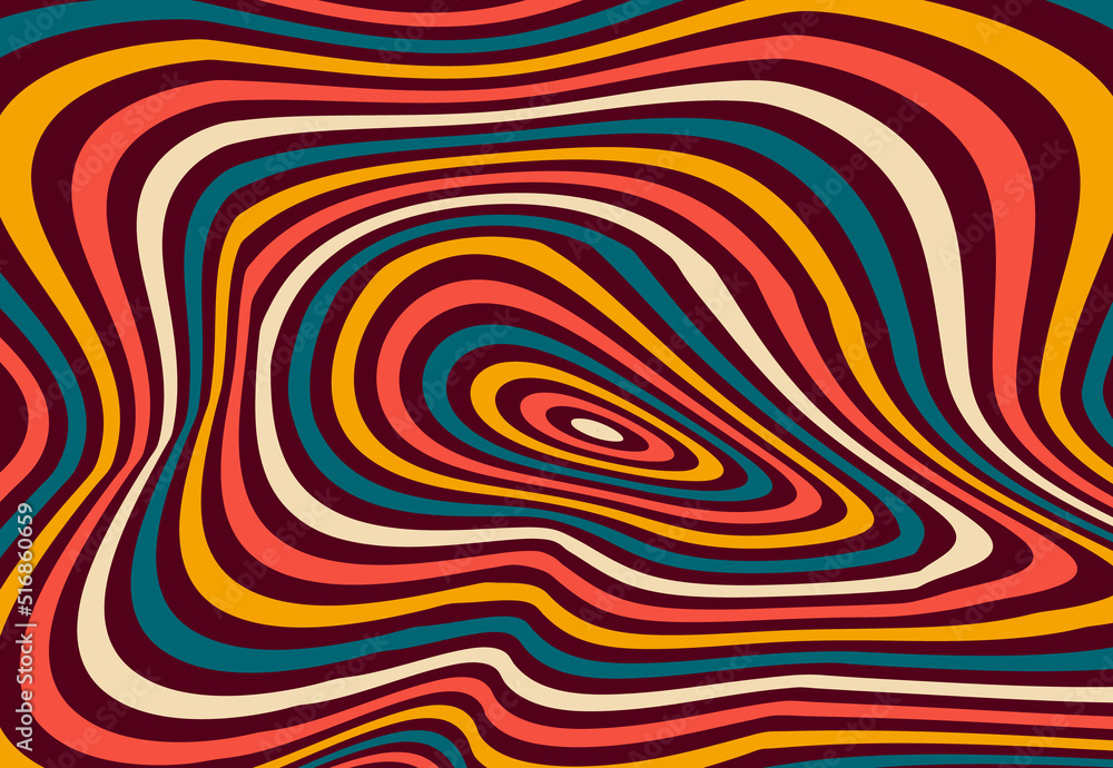Wall mural hypnosis optical retro background. retro groovy psychedelic pattern. vector illustration in the styl