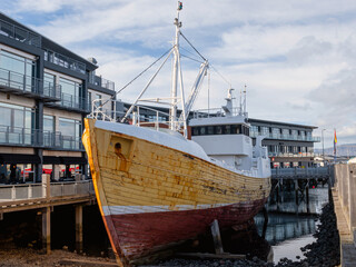 Gullborg fishing boat at Reykjavik Maritime Museum Iceland - obrazy, fototapety, plakaty