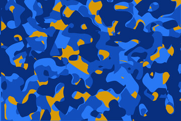 Camouflage blue seamless pattern on print clothing fabric.