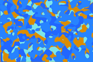 Fototapeta na wymiar Camouflage blue seamless pattern on print clothing fabric.