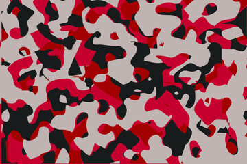 Red seamless camouflage military texture on the print of clothes, fabric. Vector