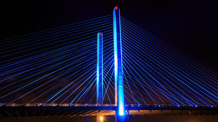 Fototapeta na wymiar Lit up River Bridge at Night