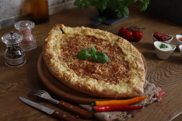 delicious hot meat and cheese pita