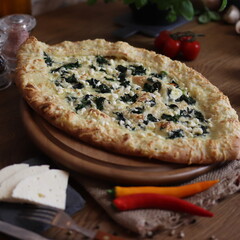 delicious hot meat and cheese pita