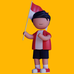 3D Character indonesia independence day