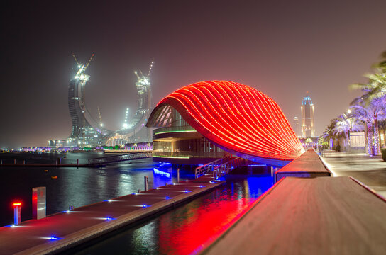 South Marina Yacht Club located in one of the new main marinas in the Lusail development, the large new building scheme to the north of Doha, Qatar. 14th July in Doha, Qatar.