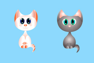 Cute cartoon cats. Vector hand drawn illustration. Use for wall printing, pillows, children's interior decoration, children's clothing and shirts, greeting cards