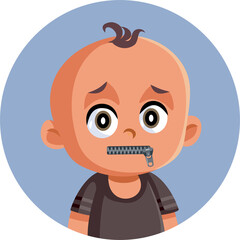 Obraz premium Little Baby Not Speaking Yet Vector Concept Illustration. Child with speech delay unable to communicate his needs 