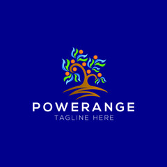 Orange and power logo design template with trendy style