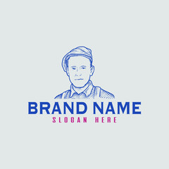 vintage man logo or hipster man