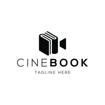 Book and film tape logo design template with minimalist style