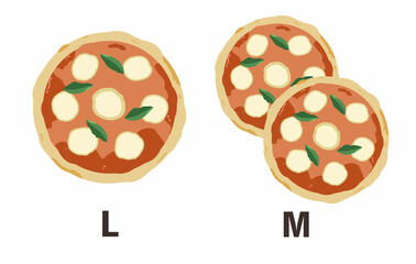 ピザ　L1枚　M2枚