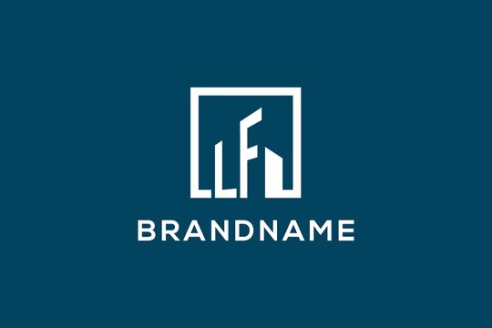 Letter LF with square shape logo style, modern and minimal logo for real estate