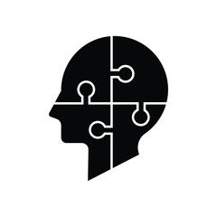 Human brain with puzzle icon design isolated on white background