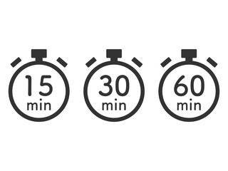 制限時間を表示したストップウォッチタイマーのアイコンセット10