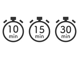 制限時間を表示したストップウォッチタイマーのアイコンセット9