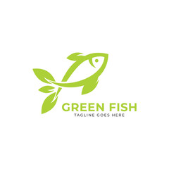 Aquaponic Farming Fish and Leaf Logo Template.