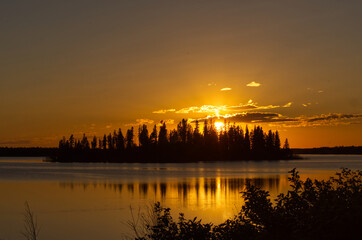 Sunset at Astotin lake, Elk Island