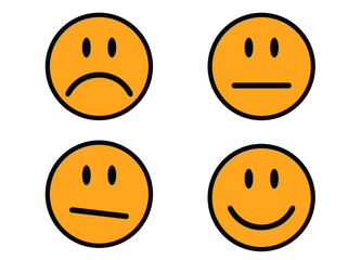 Fototapeta premium Emoji with sad, serious and happy face. Set of emojis with emotions on white background.