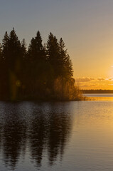 Sunset at Astotin lake, Elk Island
