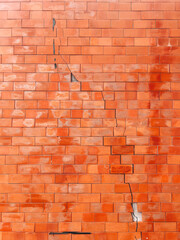 cracked wall brick wall texture, old wall with red brick background with old dirty and vintage style pattern