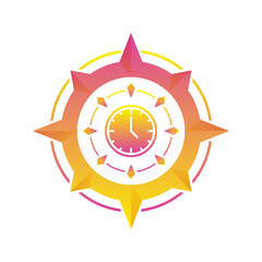 clock compass logo gradient design template icon element