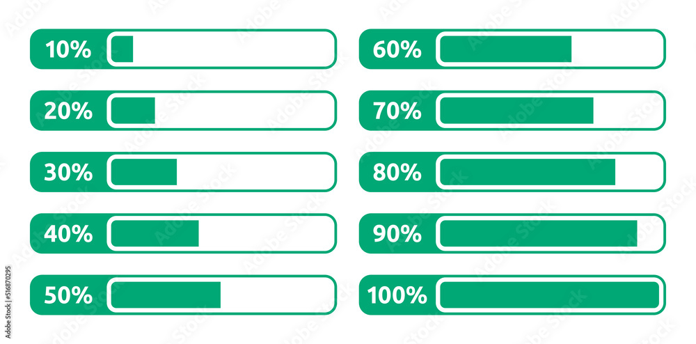 Poster Percentage progress bar collection isolated on white background.