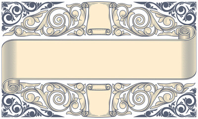 Decorative ornate retro floral blank card