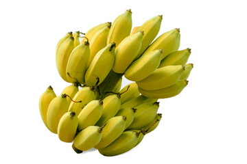 yellow ripe cultivated bananas isolated on white background