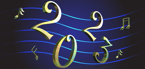 2022 start to 2023 time happy new year merry christmas holiday vacation celebration festival part event success future goal music classic symphony melody note sound instrument concert harmony concept 