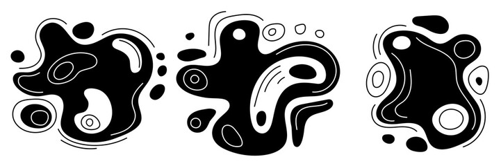 Abstract designs and shapes, black vector elements on white background