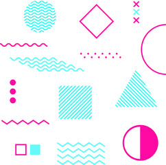 Simple memphis elements. Set of geometric shapes. Editable and transparent background.
