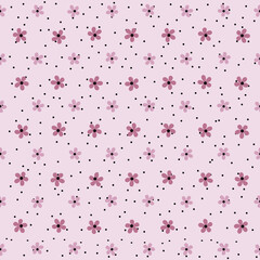 Mini pink floral. Simple seamless pattern. For banner, poster, backdrop, card, wrapping paper, etc. Vector EPS 8.