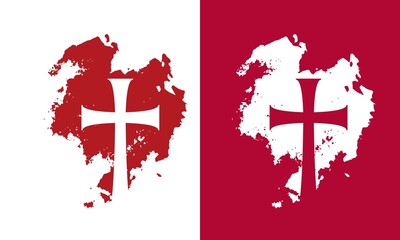 Grunge style christian cross for Ash Wednesday web banner or social graphic. The first day of Lent is a holy day of prayer and fasting.