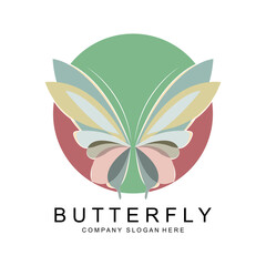 Obraz premium Butterfly Logo Design, Beautiful Flying Animal, Company Brand Icon Illustration, Screen Printing, Salon