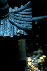 Chinese wish temple fountains with lot of coins in water,to bring happiness and health
