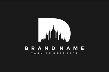 Fototapeta premium letter D city building logo